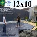 Capa para Piscina Super M: 12,0 x 10,0m PP/PE Cinza/Preto Cobertura Proteção +100m+100p + 10 Pet-Bóias